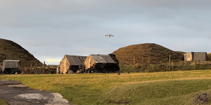 The view from the Patches as the A400M approach from Hillpiece at low altitude. Photo: Philip Kendall