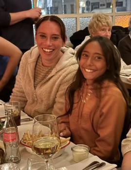 Glenda and Holly enjoying their celebration evening after the film premiere triumph.