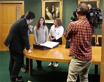 Filming in the British Library boardroom