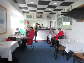 Passengers in the café and gift shop