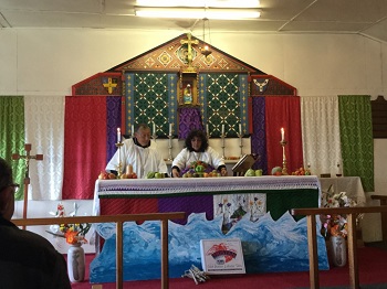 St Mary's Harvest Festival - Lay Ministers Eddie Rogers and Carlene Glass-Green blesses the produce.