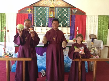 St Mary's Harvest Festival - Altar servers Jamie Glass, Callum Green and Amber Repetto.