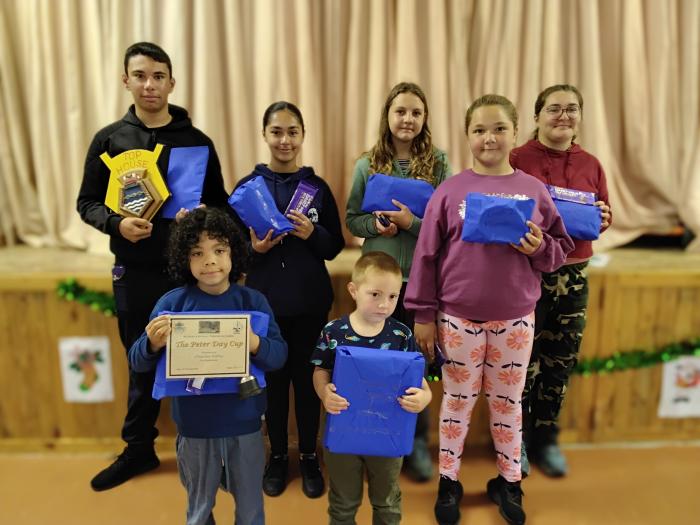St Mary's School students with their end of term awards.