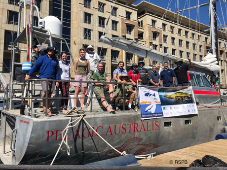 Yacht Pelagic Australis about to leave Cape Town harbour.