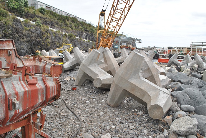 Newly moulded dolos for Calshot Harbour