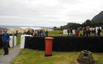 Visitors arrive at the Post and Tourism Centre