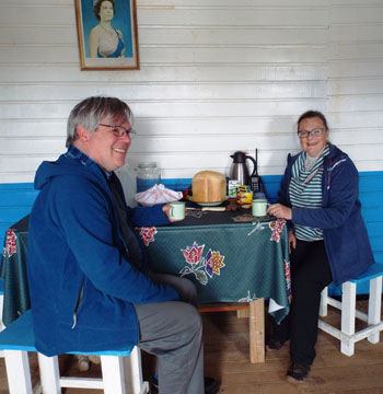 Overnight visitors in the main room of the Thatched House Museum