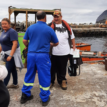 Jonathan Repetto disembarks from the MFV Edinburgh