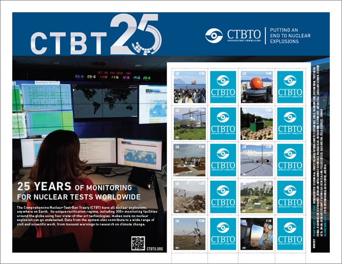United Nations Mint Stamps commorating the 25th anniversary of the CTBTO