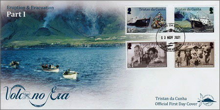 60th Anniversary of Tristan's 1961 Volcano, Part 1: First day cover, set of stamps