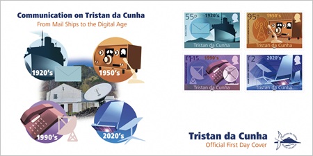 Communication on Tristan da Cunha: First day cover, set of stamps