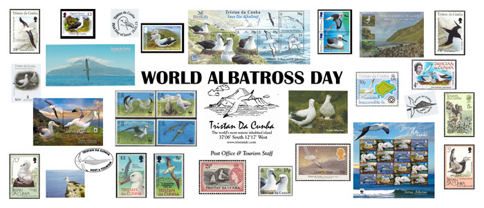 Poster showing all Tristan's albatross stamps