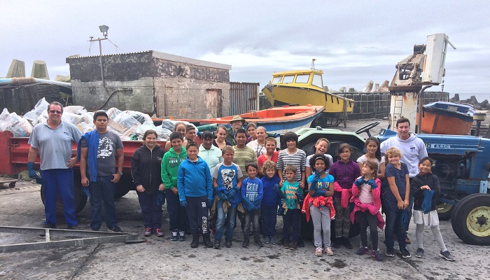 Erik MacKenzie with St Mary's School beach clean up team