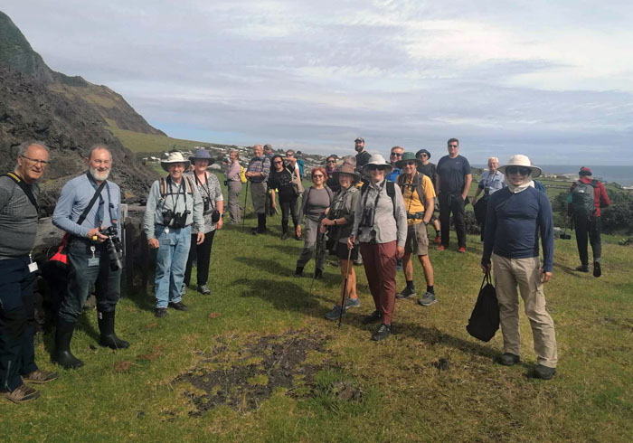 Passengers gathered at Park '61 on the lava flow