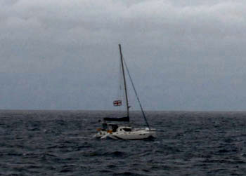 Yacht Sea Oyster anchored off Tristan da Cunha