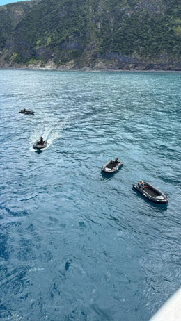 SH Diana Zodiacs preparing to take passengers on tours along the coast.