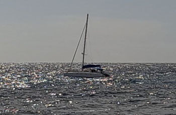 Yacht Madam at anchor off Tristan