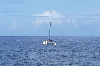 Yacht Madam at anchor off Tristan