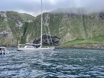 The Conservation RIBs pick up passengers from the yacht off Inaccessible