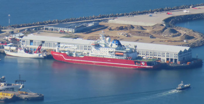 SA Agulhas II moored in Cape Town harbour, 2022.